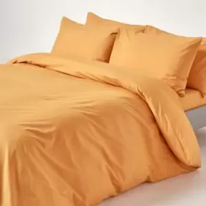 Image of Mustard Yellow Egyptian Cotton Duvet Cover Set 200 Thread Count, Super King - Mustard yellow - Mustard yellow - Homescapes