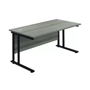 image of Jemini Rectangular Double Upright Cantilever Desk 1800x800x730mm Grey