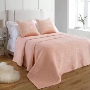 Paoletti Brooklands Velvet King Bedspread Viscose Cotton Blush