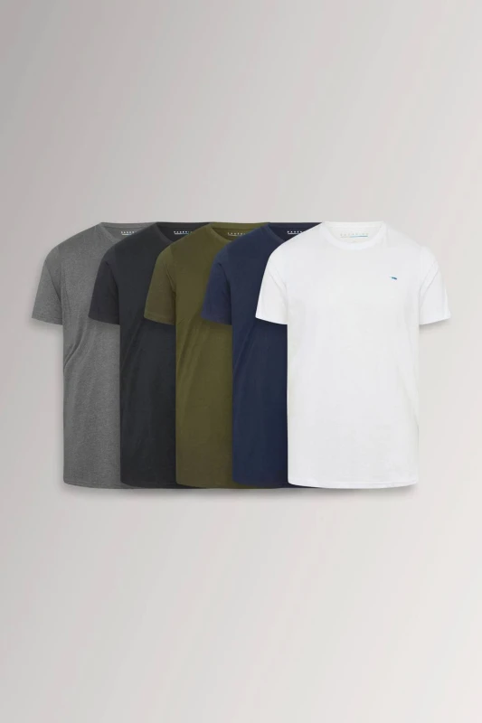 Image of BadRhino Mens 5 Pack Extra Long T-Shirts in Light Khaki Size: 1XL Light Khaki Male 1XL