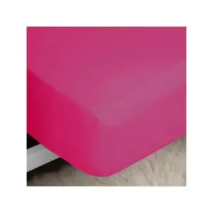 Image of Belledorm Easycare Polycotton Percale 200 Thread Count 11" Deep Fitted Sheet, Fuchsia, Double