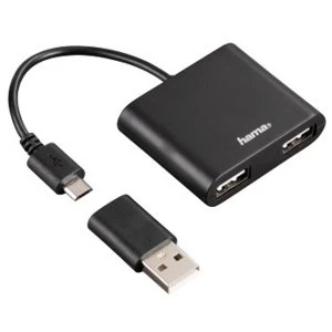 Image of Hama USB 2.0 OTG Hub 1:2 for Smartphone/Tablet/Notebook/PC