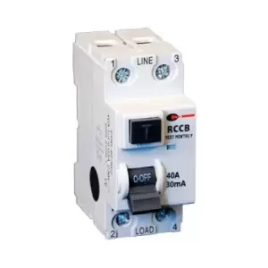 Image of Lewden 40A 30MA 2P 2 Module RCCB - 40/30/2A