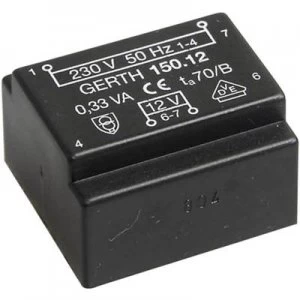 Image of PCB mount transformer 1 x 230 V 2 x 12 V AC 0.35 VA 14 mA
