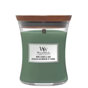 Image of Woodwick Mint Leaves & Oak Scented Candle 275g