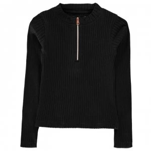 image of Firetrap Long Sleeve Ribbed Top Junior Girls - Jet Black