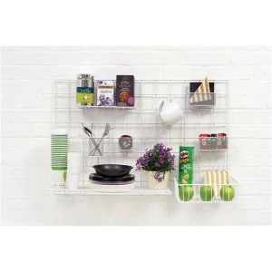 Image of 600x1000mm Wall store Frame Multifunctional with Hooks and Trays 2 Shelves White