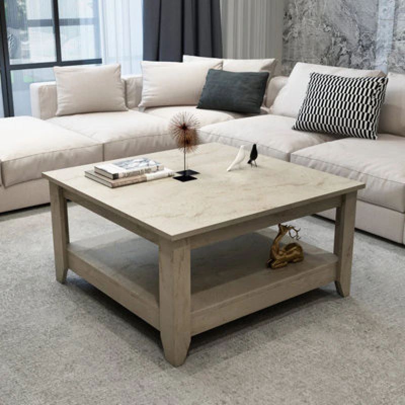 Image of Decorotika Lea 90 Cm Square Coffee Table Travertein
