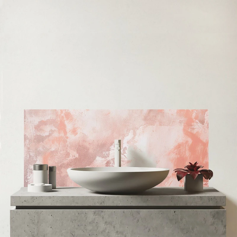 Image of Warren Reed - Designer Minimalistic Pink Grunge Effect Glass Bathroom Splashback Pink Unisex