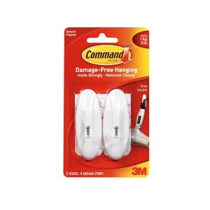 image of 3M Command Medium White Wire Hooks - 3 Pack