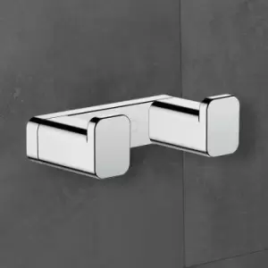 image of Hansgrohe - AddStoris Bathroom Double Robe Towel Hook Chrome Wall Mounted Modern - Chrome