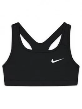 image of Nike Girls Swoosh Bra - Black/White Size M 10-12 Years, Women