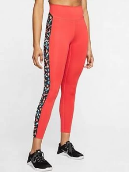 Image of Nike The One Heritage Daisy Leggings - Red , Red Size M Women