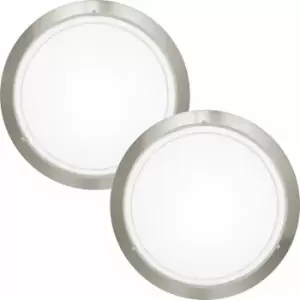 image of Loops - 2 pack Wall Flush Ceiling Light Satin Nickel White Clear Glass Painted E27 60W