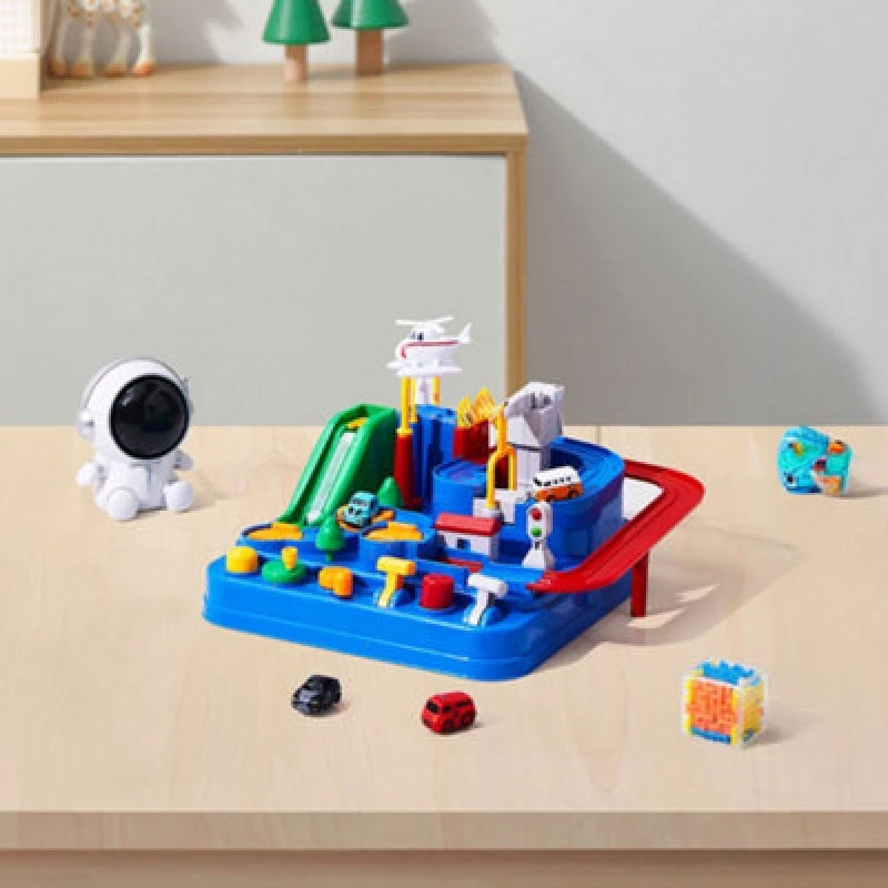 Image of Living And Home Kid Toy Toddler Play Set,city Rescue Race Track Magnet Toy With 4 Cars