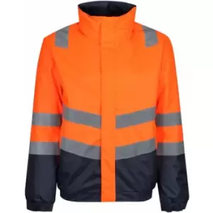 Image of Regatta Mens Bomber Waterproof Hi-Vis Jacket (L) (Orange/Navy) - Orange/Navy