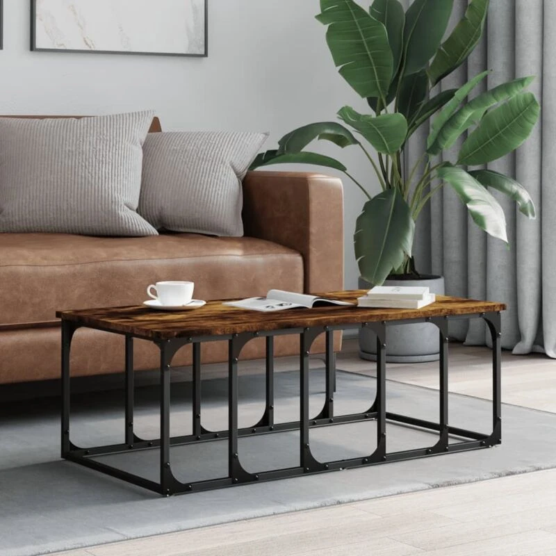 Image of Vidaxl Coffee Table Smoked Oak 100X50X35.5cm Engineered Wood, Brown 833380
