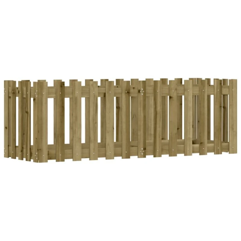 Image of vidaXL Garden Raised Bed w/ Fence Design 150x50x50cm Impregnated Wood Pine, Brown 832496