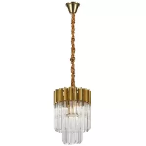 image of Ceiling Pendant Round 4 Light E14, Brass, Glass - Luminosa Lighting