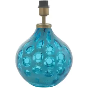 image of Merano Vibo Table Lamp Teal Artisan Glass & Matt Antique Brass Plate