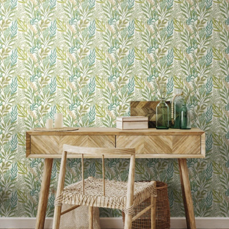 Image of Hoopla Walls Verdant Leaves - Sage & Willow 10M Wallpaper