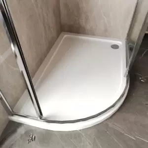 Image of Slip Resistant Offset Quadrant Left Handed Shower Tray 900mm x 760mm - White - Hudson Reed