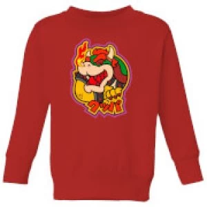 Image of Nintendo Super Mario Bowser Kanji Kid's Sweatshirt - Red - 11-12 Years
