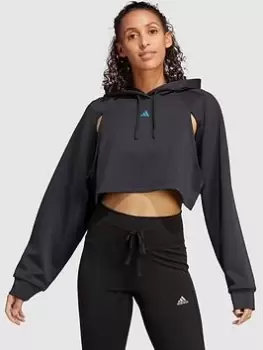 Image of adidas Train HIIT Hooded Sweat Top - Black Size M Women