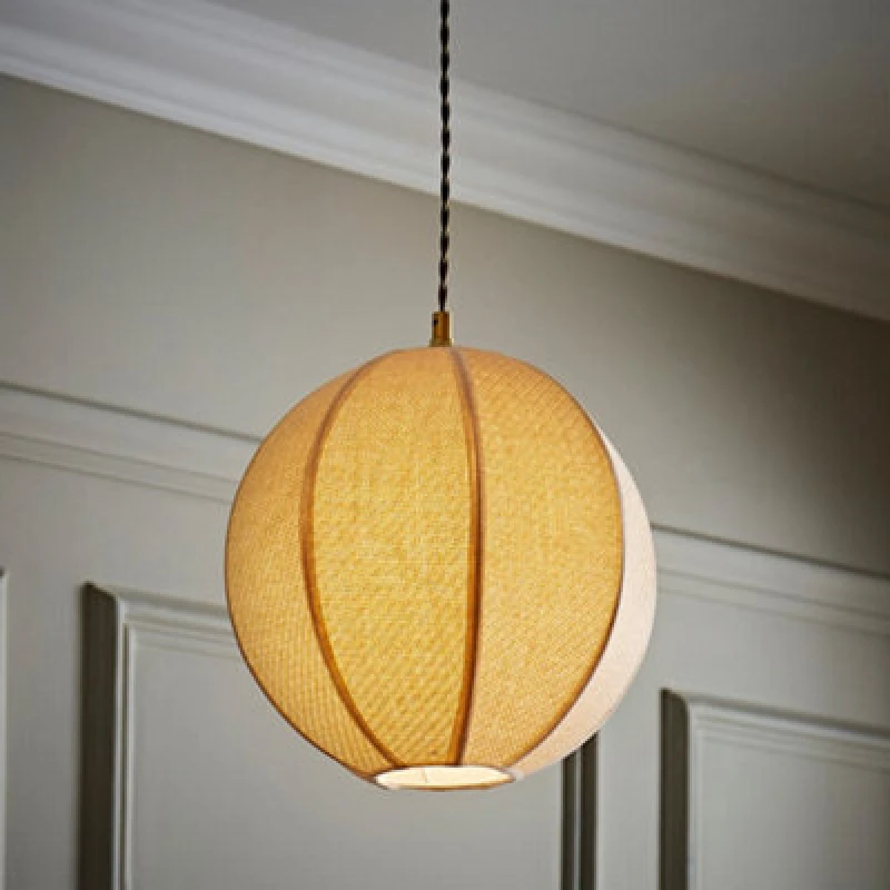 Image of ValueLights ValueLights Belle Woven Fabric Ball Easy Fit Ceiling Pendant Lamp Shade in Natural Natural One Size Unisex 5016529272588