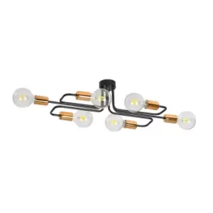 Image of Veken Black/Copper Bar Pendant Ceiling Light 6x E27