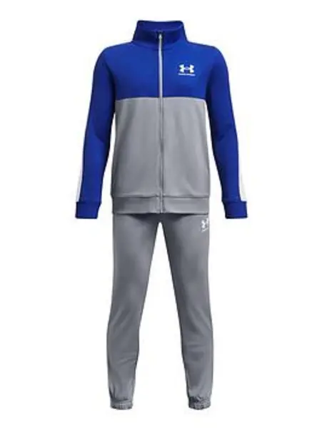 image of Under Armour Boys Colourblock Knit Tracksuit, Grey, Size S=7-8 Years