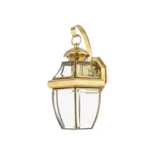 Image of Elstead Newbury - 1 Light Outdoor Medium Wall Lantern Light Polished Brass IP44, E27