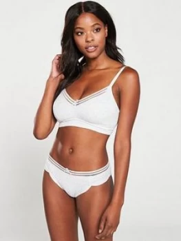 Image of Pour Moi Twist Cotton Soft Non Wired Bra - Grey Marl, Size 36Dd, Women