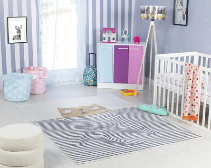 Image of Livabliss Kids Machine Washable Brown/beige Bedroom Catnap Area Rug 160 X 213cm - Easy Care, Non Shedding, Soft & Safe Rug For Kids Spaces