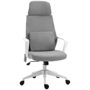 Image of Vinsetto Massage Office Chair with 2 Points Lumbar Support, Adjustable Headrest, Swivel Wheels, Armrest, Tilt Function for Home Study, Grey