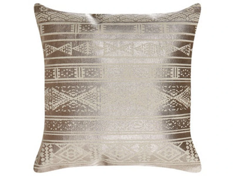 Image of Beliani Throw Cushion Oujda Cotton 50 X 50 Cm Rose Gold Geometric Pattern