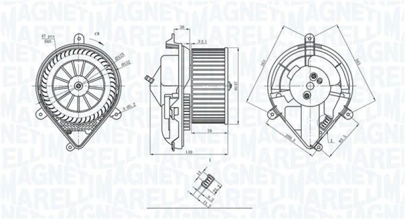 Image of MAGNETI MARELLI Heater blower motor MAGNETI MARELLI 069412228010