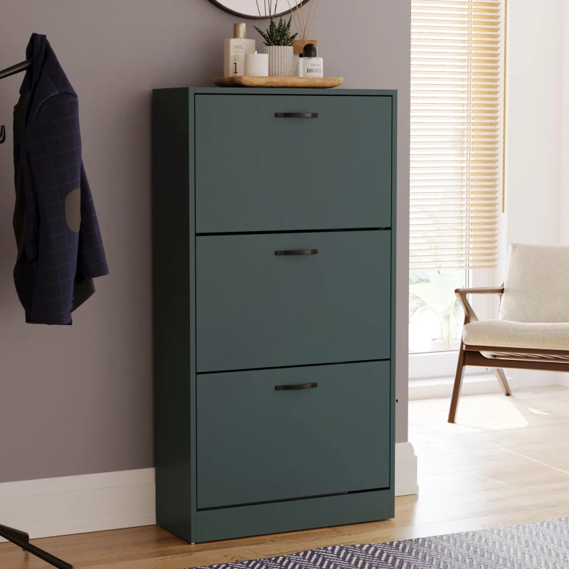 Image of Lassic Vida Designs 3 Drawer Shoe Cabinet Jasper Green unisex 3 Drawer