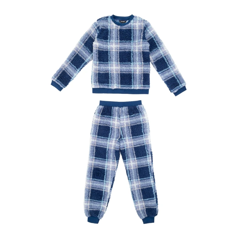 Image of Firetrap Boys Check Borg Twosie - Blue Blue 6 - 7 Years