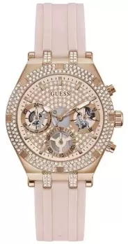 Image of Guess GW0407L3 Womans Heiress Pink Silicone Strap Rose Watch