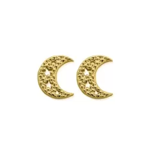Image of ChloBo Sterling Silver Gold Plated Starry Moon Stud Earrings
