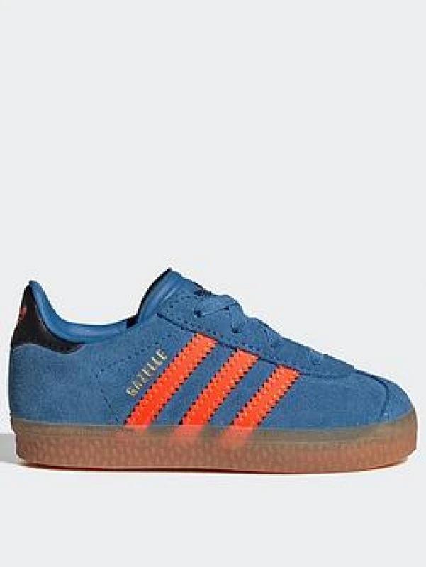 Image of Adidas Kids Gazelle 2 Infant Trainers Focus Blue Solar Orange Black, 5infant