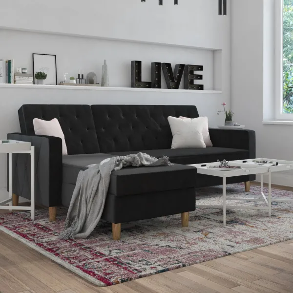 Image of Cosmo Liberty Velvet Futon Velvet Black