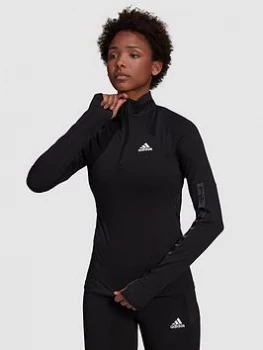 Image of adidas Motion Half-Zip Long Sleeve Top - Black, Size 2XL, Women