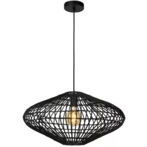 Image of Lucide MAGALI - Rattan Pendant Light - Ø56cm - 1xE27 - Black