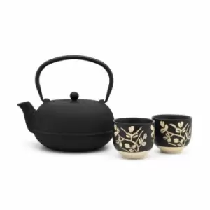 image of Bredemeijer Gift Set with Sichuan Design Teapot 1.0L in Cast Iron Black with 2 P