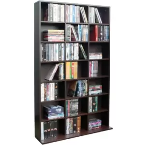 image of Techstyle Pigeon Hole 588 Cd / 378 DVD Bluray Media Storage Shelf Unit Dark Oak