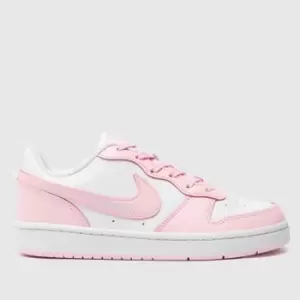 Image of Nike White & Pink Court Borough Low 2 Girls Youth Trainers