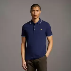 Mens Tipped Polo Shirt - Navy/White - S