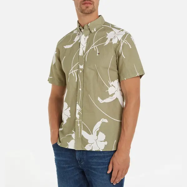 Image of Tommy Hilfiger Tropical Print Organic Cotton Shirt - XL Multi Shirts male MW0MW345870H7 XL